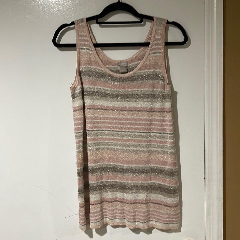 Chico's Striped Glitter Tank Top Medium